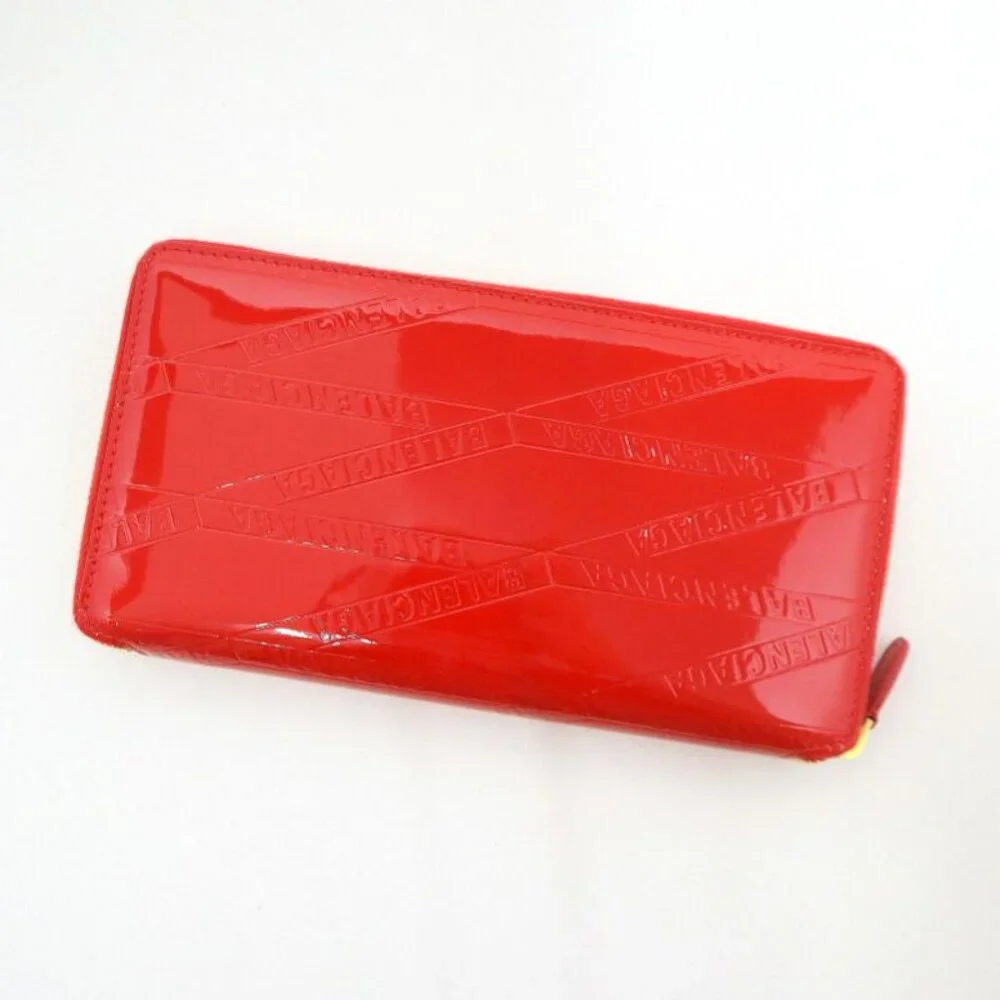 Balenciaga Wallet Patent Leather Red Gold :red - Picture 2 of 6